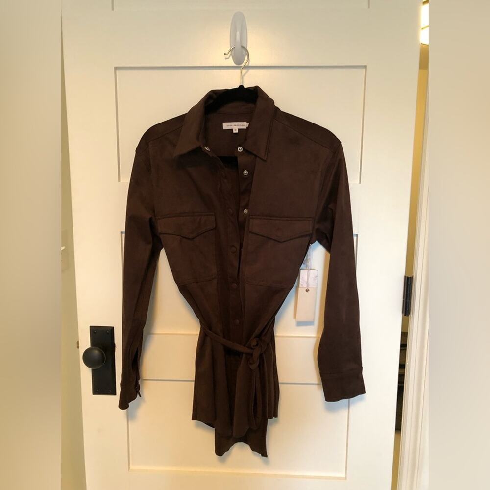 NWT Good American Chocolate Brown Suede Jacket